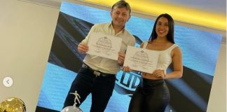 Rosy Alderete y Héctor Ramos recibieron un reconocimiento de parte del club Olimpia