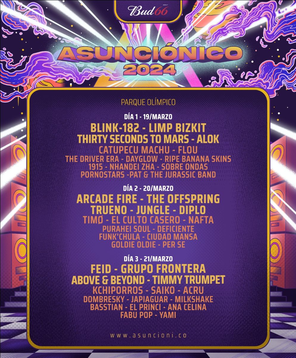 ¡Ya tenemos Line Up Por día para el Asunciónico 2024!! - Te Cuento Paraguay