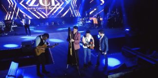 El arpista Marcelo Rojas compartió escenario con Zezé Di Camargo y Luciano