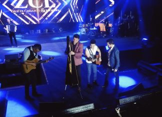 El arpista Marcelo Rojas compartió escenario con Zezé Di Camargo y Luciano