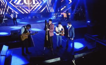 El arpista Marcelo Rojas compartió escenario con Zezé Di Camargo y Luciano